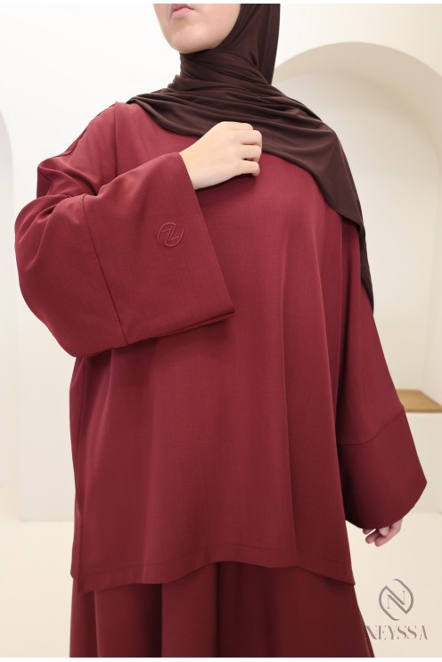 Women's burgundy skirt set, microfibre fabric by Neyssa Confection