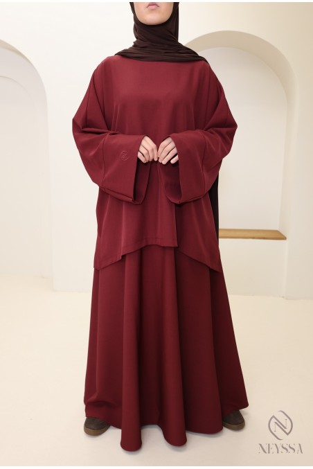 Ensemble femme jupe bordeaux, tissu microfibre Neyssa Confection