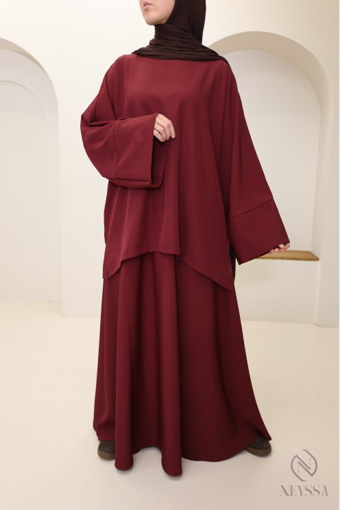 Ensemble femme jupe bordeaux, tissu microfibre Neyssa Confection