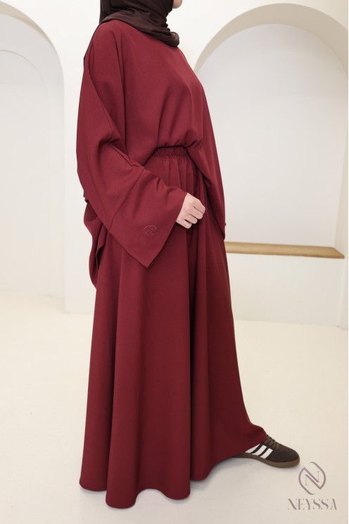 Women's burgundy skirt set, microfibre fabric by Neyssa Confection