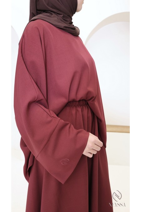 Ensemble femme jupe bordeaux, tissu microfibre Neyssa Confection