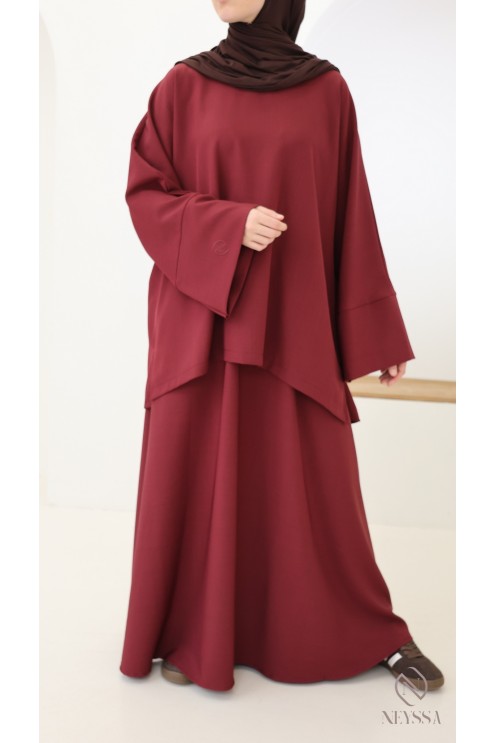 Women's burgundy skirt set, microfibre fabric by Neyssa Confection