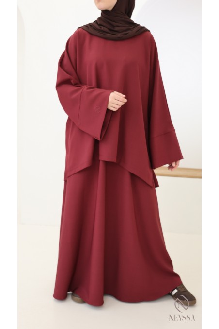 Women's burgundy skirt set, microfibre fabric by Neyssa Confection