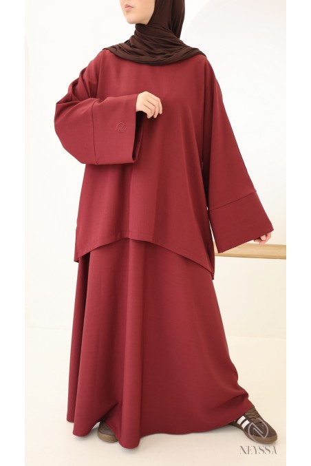 Women's burgundy skirt set, microfibre fabric by Neyssa Confection
