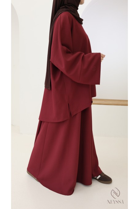 Women's burgundy skirt set, microfibre fabric by Neyssa Confection