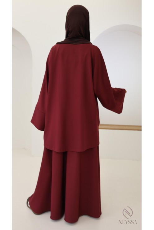 Women's burgundy skirt set, microfibre fabric by Neyssa Confection