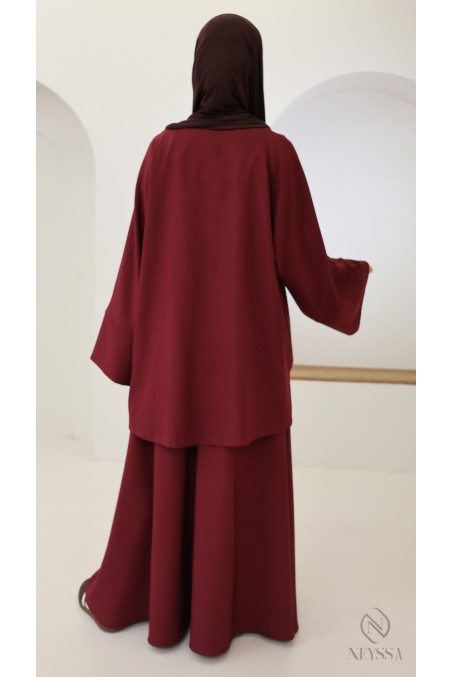 Women's burgundy skirt set, microfibre fabric by Neyssa Confection