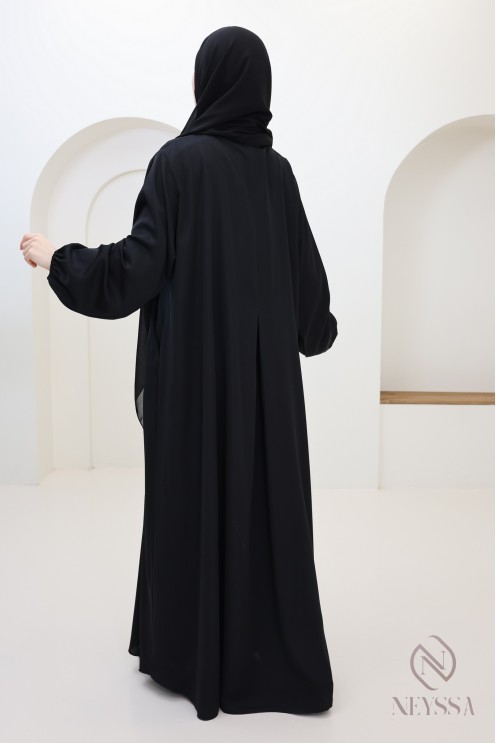 Black single flared Abaya Dubai with pockets for hijabi