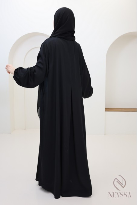 Black single flared Abaya Dubai with pockets for hijabi