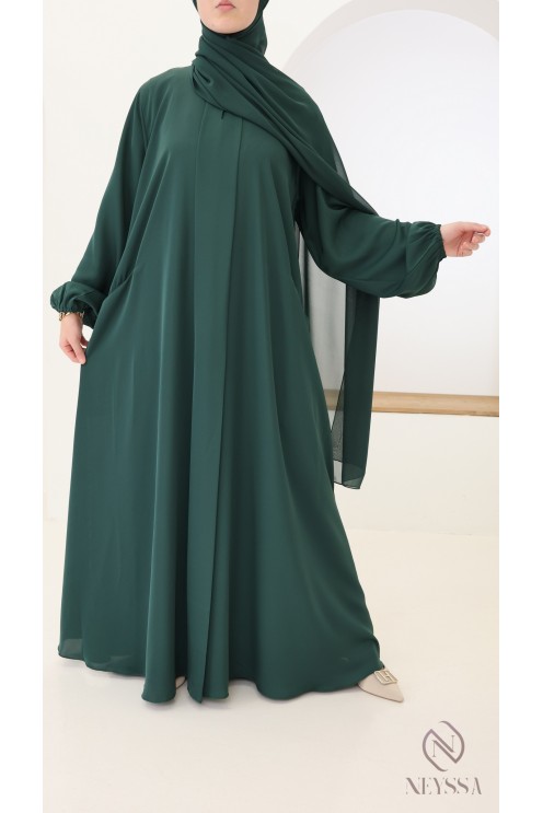 Moderne Abaya Dubai mit Taschen, aus Nidah-Seide gefertigt