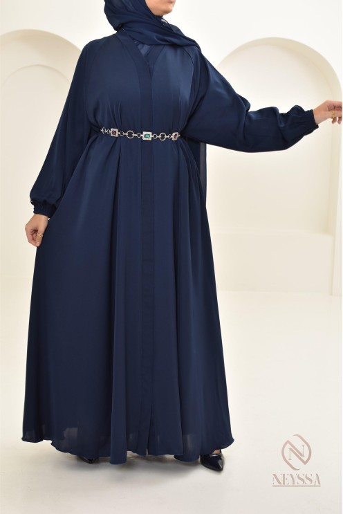 Neyssa green flared Dubai abaya, elegant flowing cut