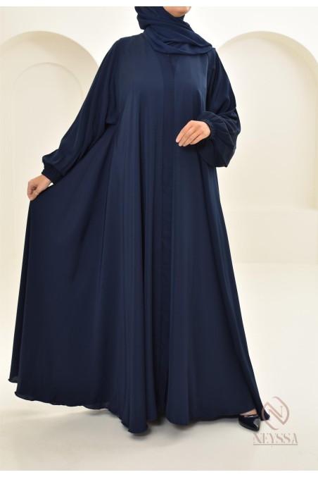 Neyssa green flared Dubai abaya, elegant flowing cut