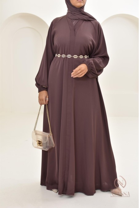 Neyssa green flared Dubai abaya, elegant flowing cut