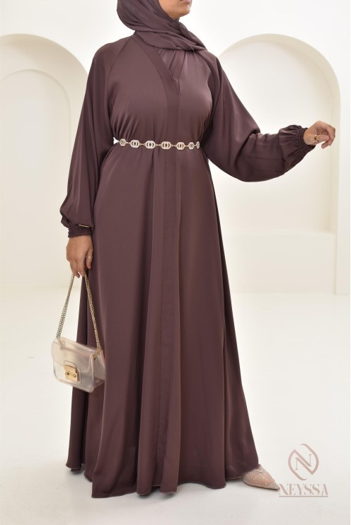 Abaya Dubaï évasée vert Neyssa confection, coupe fluide élégante