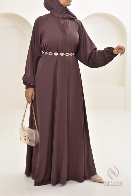 Abaya Dubaï évasée vert Neyssa confection, coupe fluide élégante