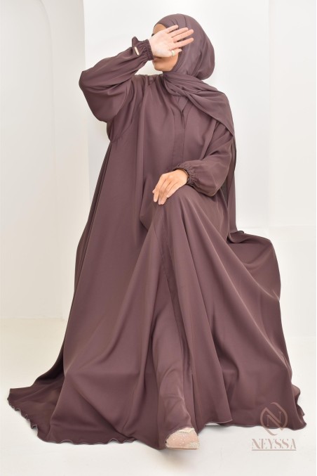Abaya Dubaï évasée vert Neyssa confection, coupe fluide élégante