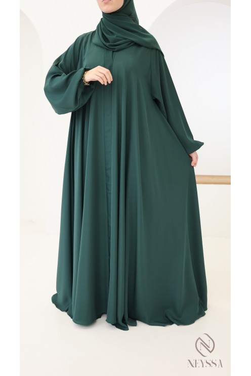 Abaya Dubaï évasée vert Neyssa confection, coupe fluide élégante
