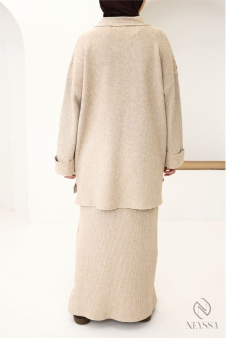 Set aus gewebtem Rock, Tunika mit Polokragen und schlichtem Rock