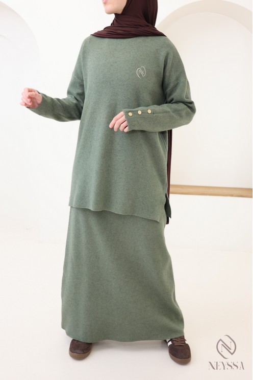 Ensemble kaki maille 2 pièces parfait pour l'hiver, Neyssa Création