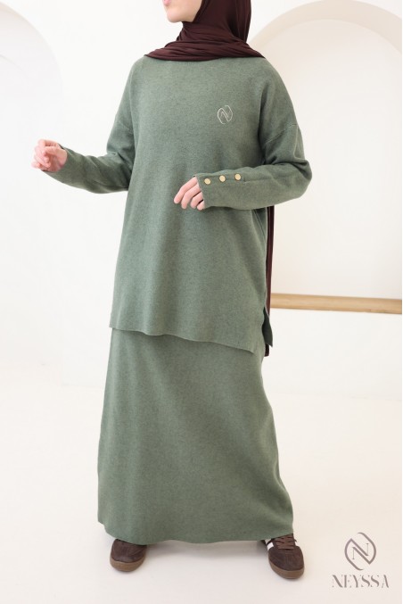 Ensemble kaki maille 2 pièces parfait pour l'hiver, Neyssa Création