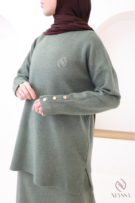 Ensemble kaki maille 2 pièces parfait pour l'hiver, Neyssa Création