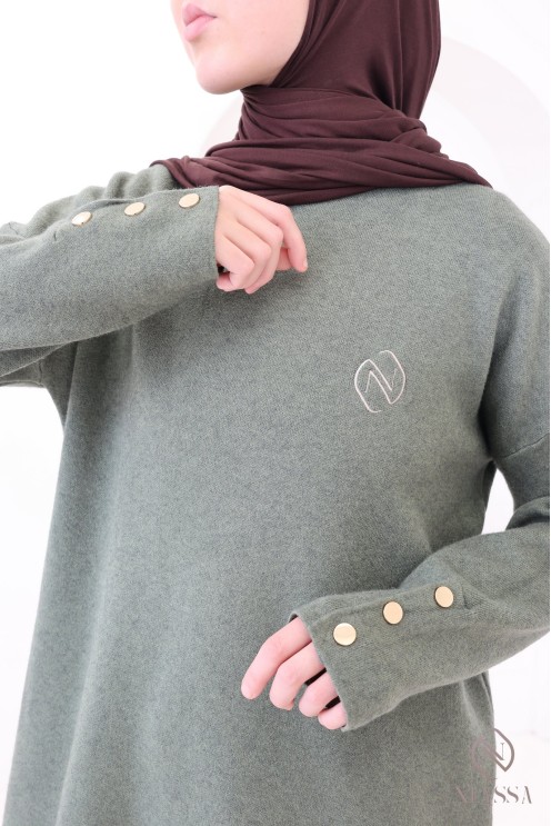 2-teiliges Set aus gewebtem Strick in Khaki, Neyssa Création