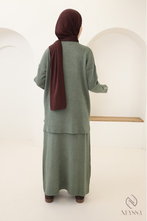 Ensemble kaki maille 2 pièces parfait pour l'hiver, Neyssa Création