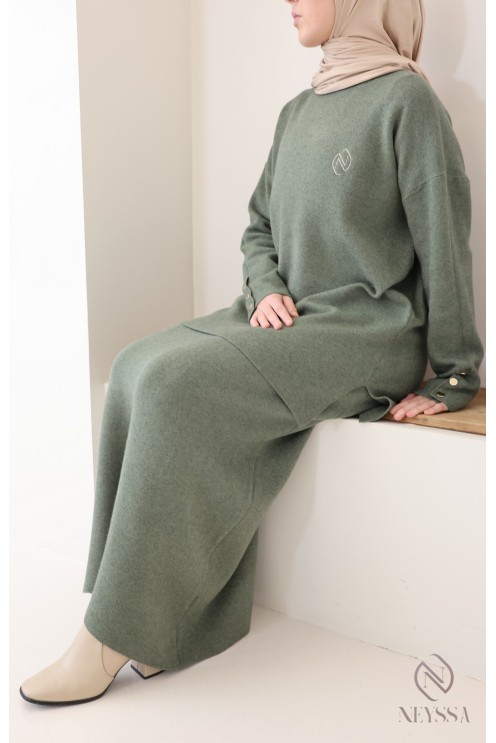 Ensemble kaki maille 2 pièces parfait pour l'hiver, Neyssa Création