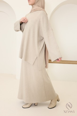 Beiges Damen-Set aus gewebtem Strick von Neyssa Confection 2