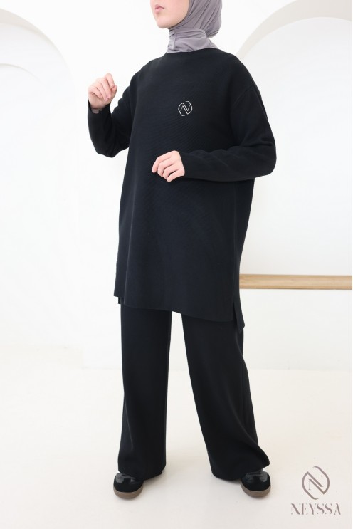 Damen-Set aus Pullover und Hose aus weichem Strick, schlichter Schnitt