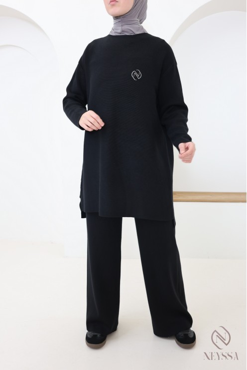 Damen-Set aus Pullover und Hose aus weichem Strick, schlichter Schnitt