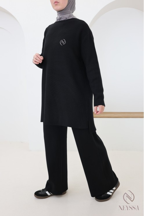 Damen-Set aus Pullover und Hose aus weichem Strick, schlichter Schnitt