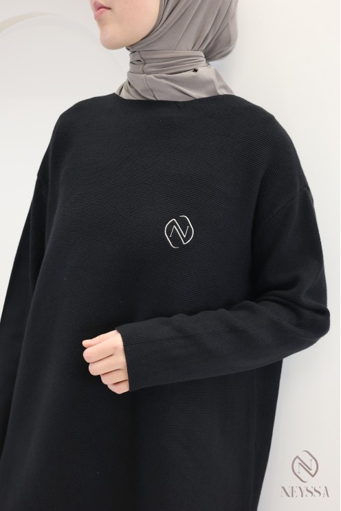 Ensemble femme pull et pantalon en maille tissée douce, coupe modeste