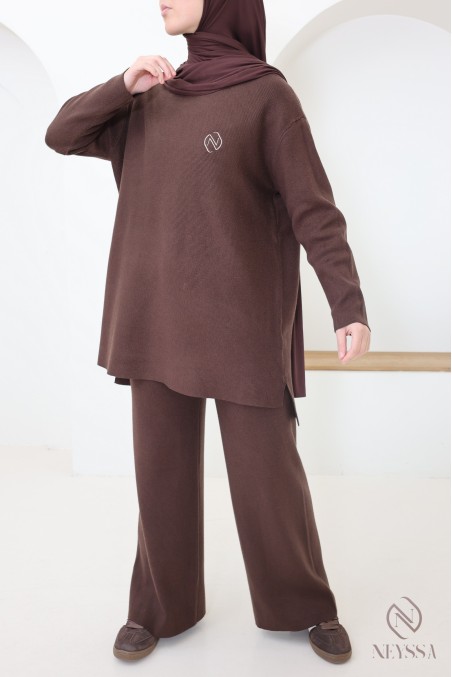 Weiches Strickensemble für Damen, Pullover + Hose, Neyssa Création