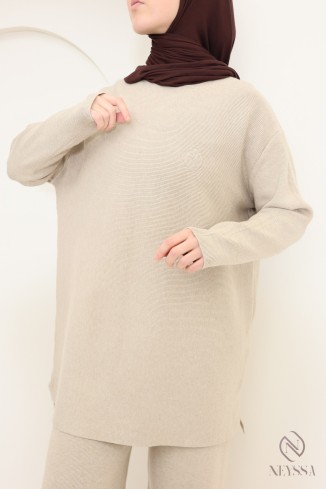 Damen-Set aus weichem Strick, Pullover und passende Hose 2