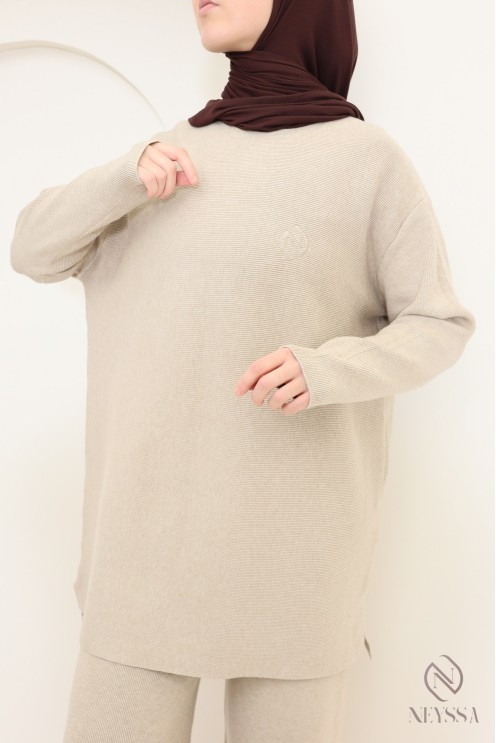 Women's soft woven knit set, matching jumper and trousers