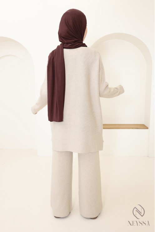 Women's soft woven knit set, matching jumper and trousers