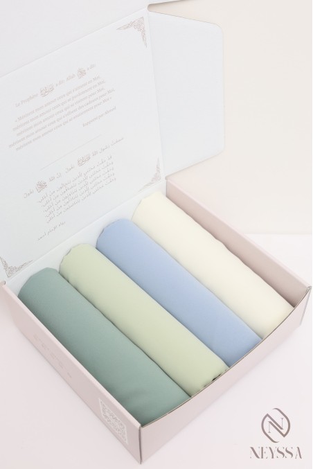 Coffret cadeau 4 hidjas en soie de Médine à offrir femme musulmane