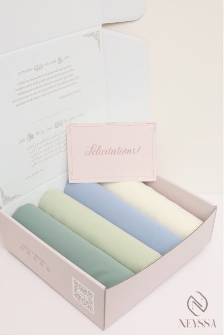 Coffret cadeau 4 hidjas en soie de Médine à offrir femme musulmane