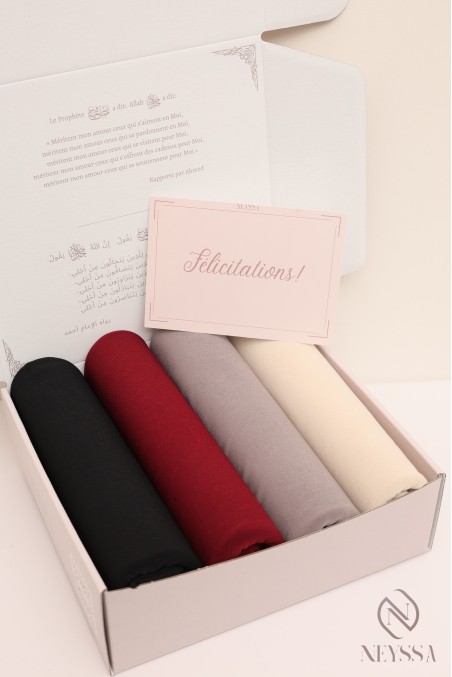 Idée cadeau femme voilée box 4 hijab effet coton avec strass