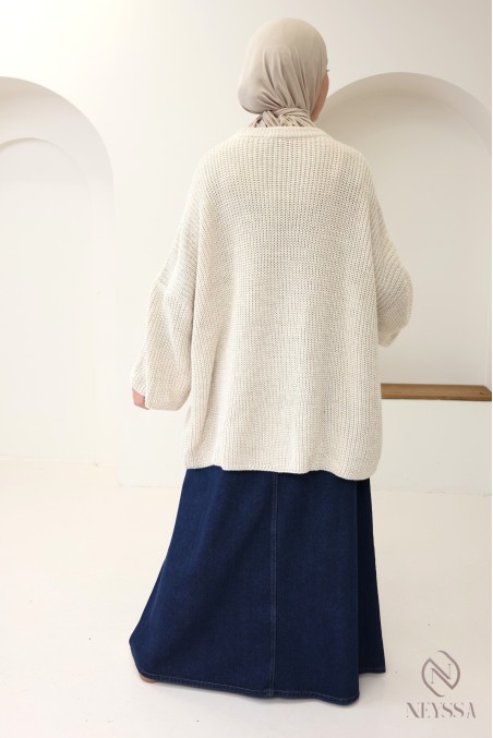 Oversized fine knit sweater with loose sleeves for hijabi women