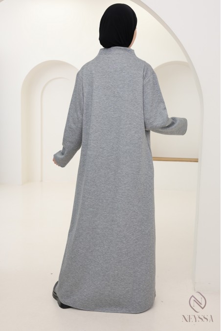 Robe longue tissu doux style sweat pour femme hijabi tendance