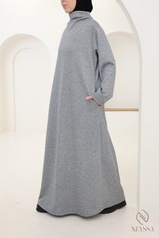 Robe longue tissu doux style sweat pour femme hijabi tendance 2