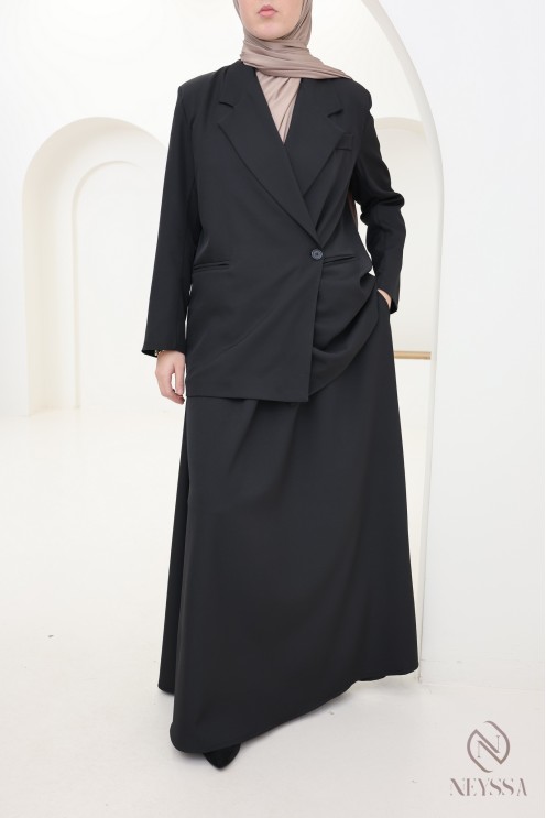 Women's trendy 2-piece blazer + long skirt set for hijabis