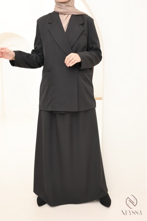 Women's trendy 2-piece blazer + long skirt set for hijabis