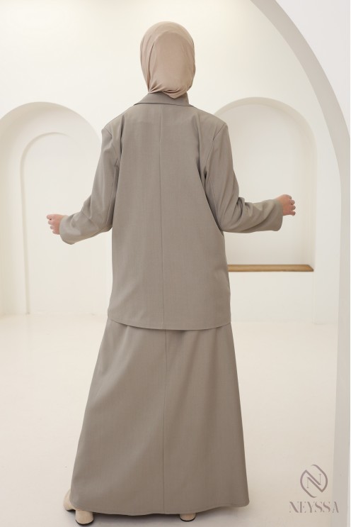 Ensemble 2 pièces blazer + jupe longue femme hijabi tendance