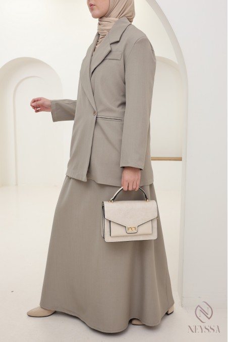 Women's trendy 2-piece blazer + long skirt set for hijabis