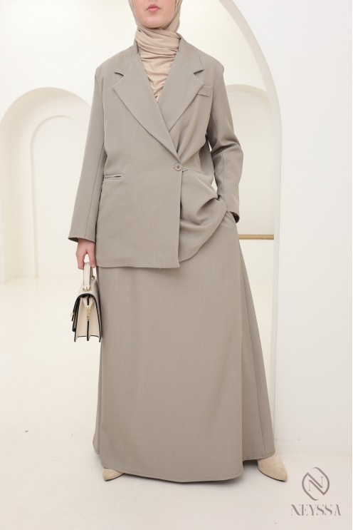 Women's trendy 2-piece blazer + long skirt set for hijabis