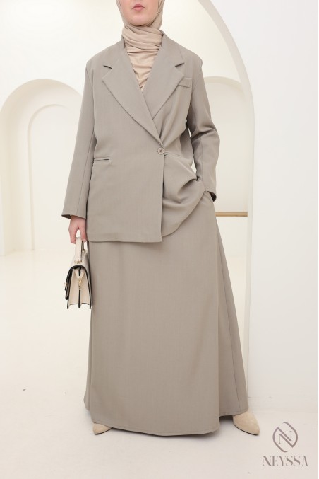 Ensemble 2 pièces blazer + jupe longue femme hijabi tendance