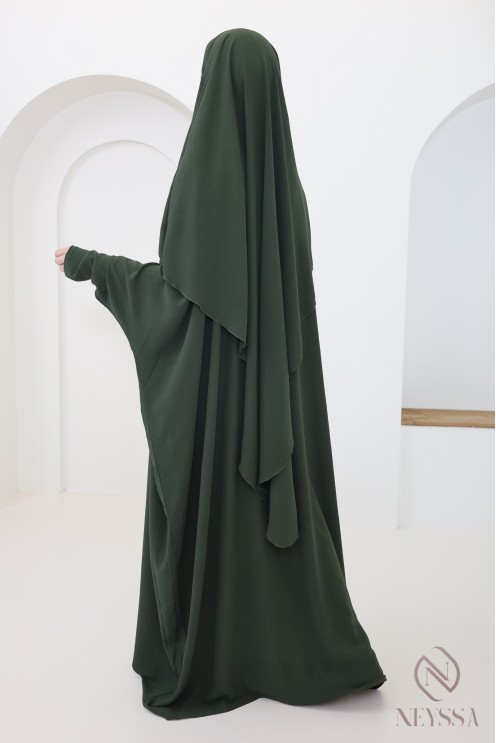 Ensemble abaya et khimar avec hijab intégré pas cher soie de jazz